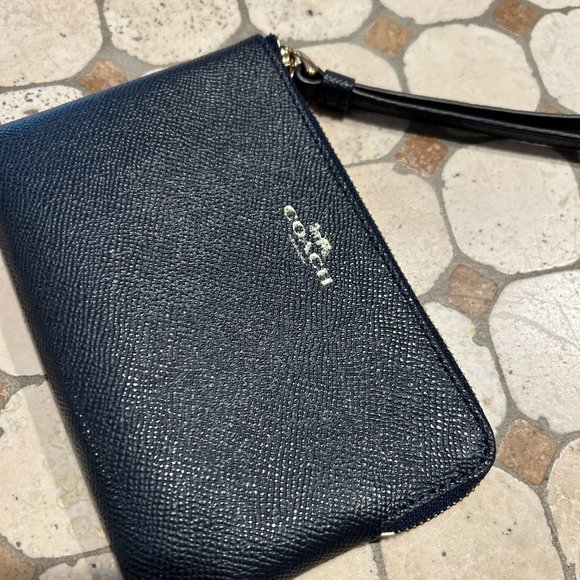 COACH Navy and Gold Leather Wristlet - Picture 2 of 4